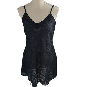 Vintage Victoria’s Secret gold label black rosette burnout slip dress